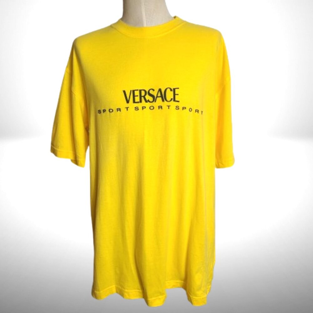 Versace Sport Yellow Logo T-Shirt – Made in Italy (Size 50)